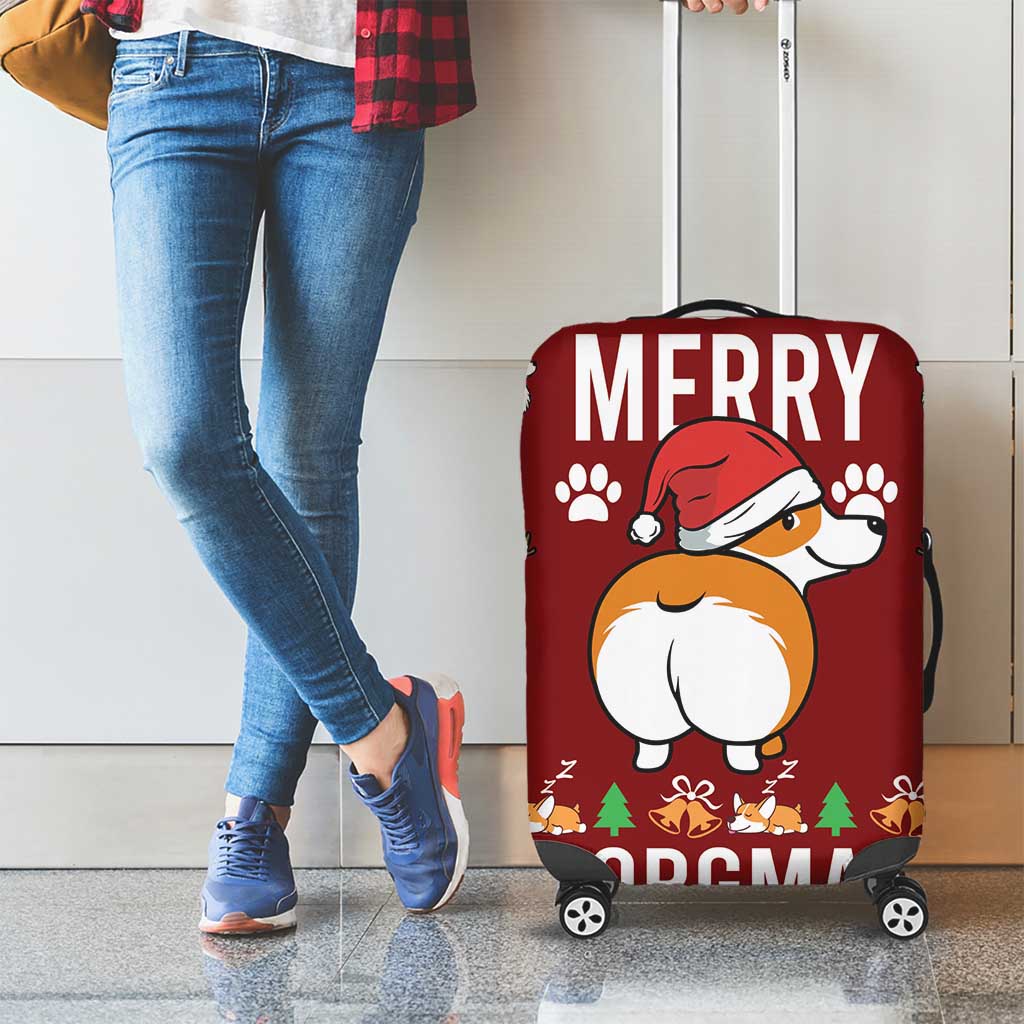 Funny Corgi Dog Luggage Cover Merry CORGMAS Christmas - Wonder Print Shop