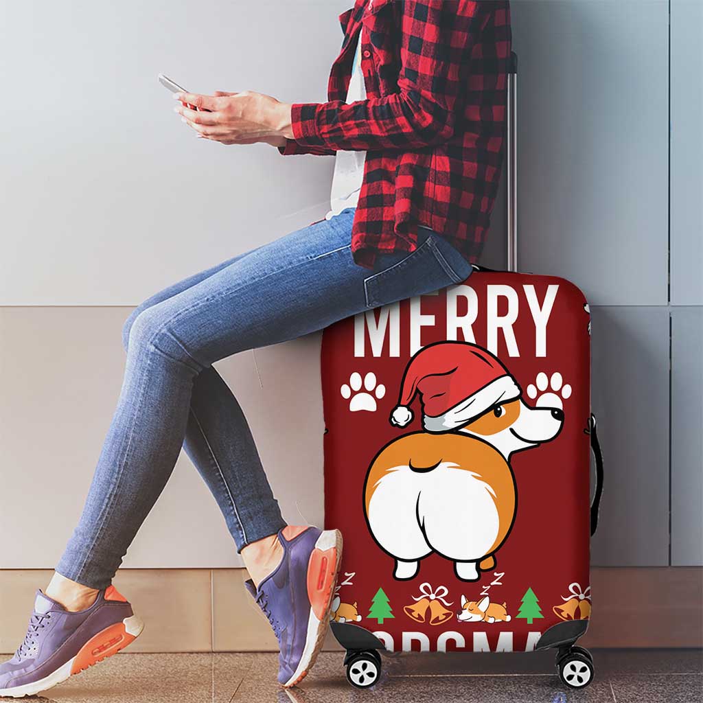 Funny Corgi Dog Luggage Cover Merry CORGMAS Christmas - Wonder Print Shop