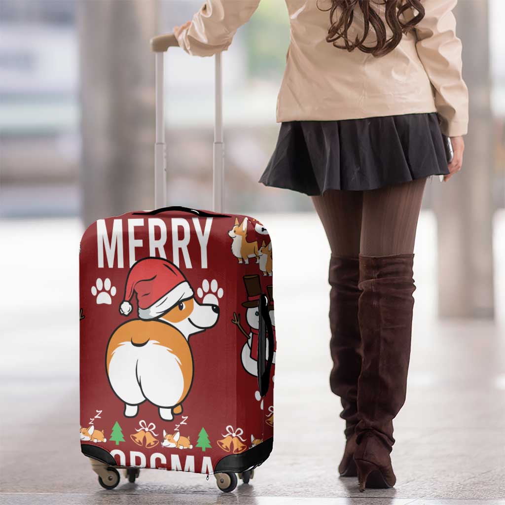 Funny Corgi Dog Luggage Cover Merry CORGMAS Christmas - Wonder Print Shop