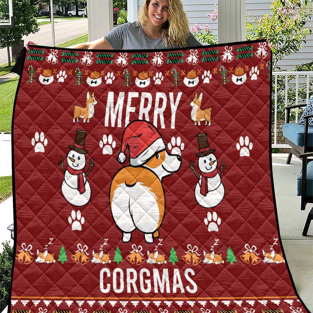 Funny Corgi Dog Quilt Merry CORGMAS Christmas - Wonder Print Shop