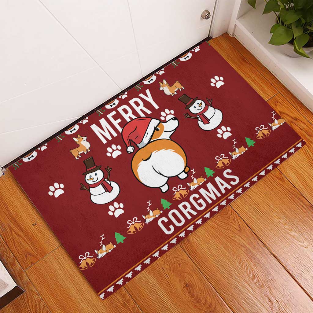 Funny Corgi Dog Rubber Doormat Merry CORGMAS Christmas - Wonder Print Shop