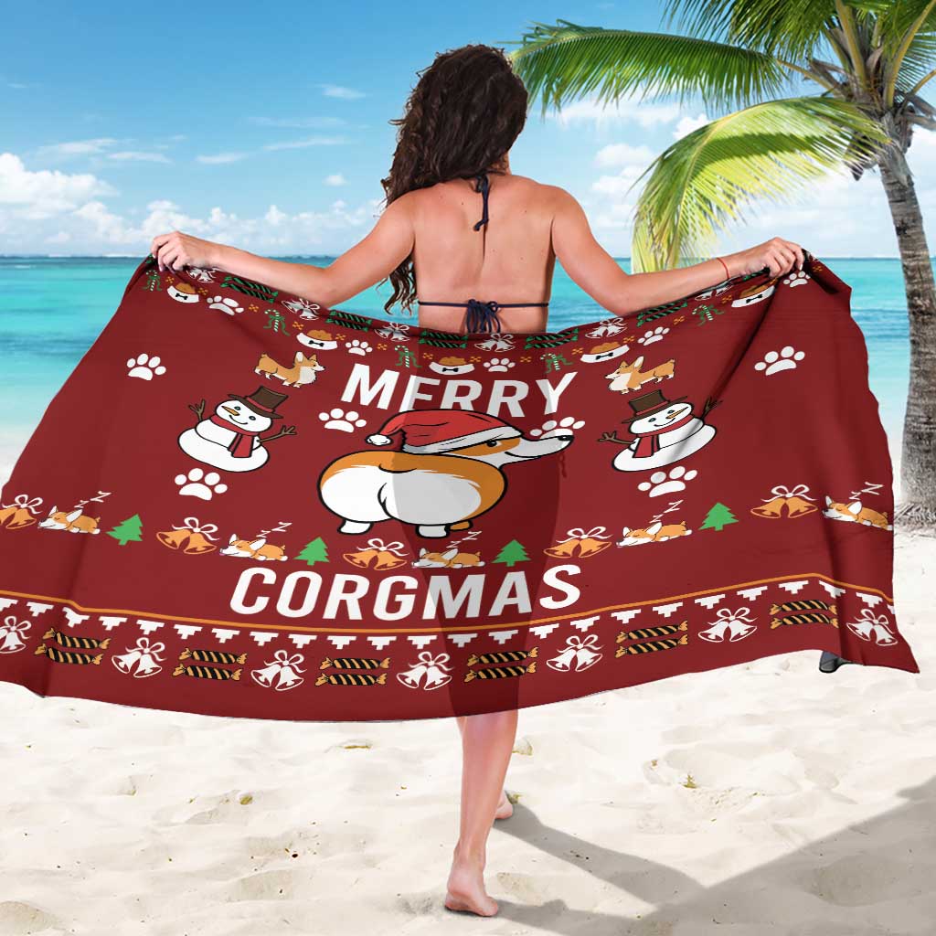 Funny Corgi Dog Sarong Merry CORGMAS Christmas - Wonder Print Shop