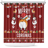 Funny Corgi Dog Shower Curtain Merry CORGMAS Christmas