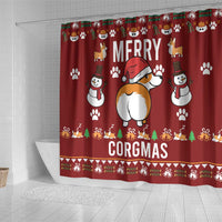 Funny Corgi Dog Shower Curtain Merry CORGMAS Christmas