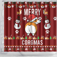 Funny Corgi Dog Shower Curtain Merry CORGMAS Christmas