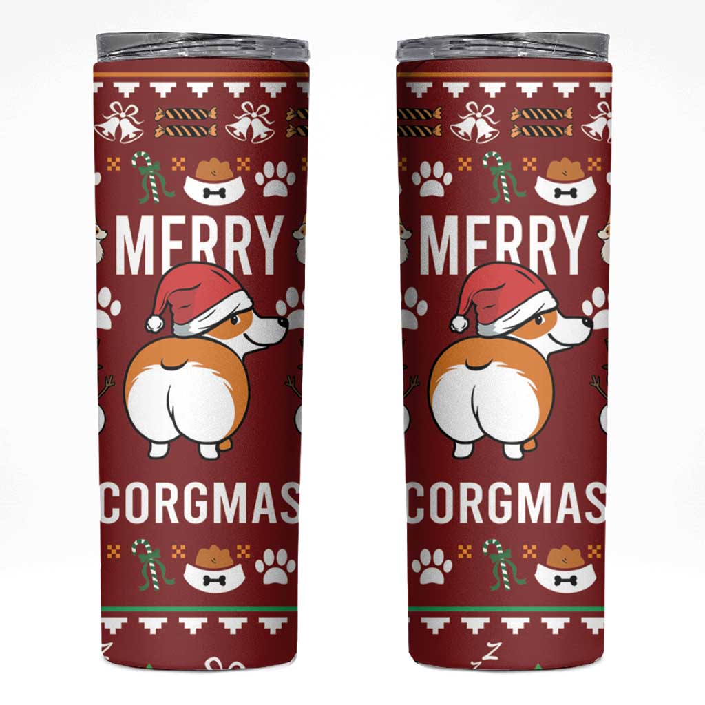 Funny Corgi Dog Skinny Tumbler Merry CORGMAS Christmas - Wonder Print Shop