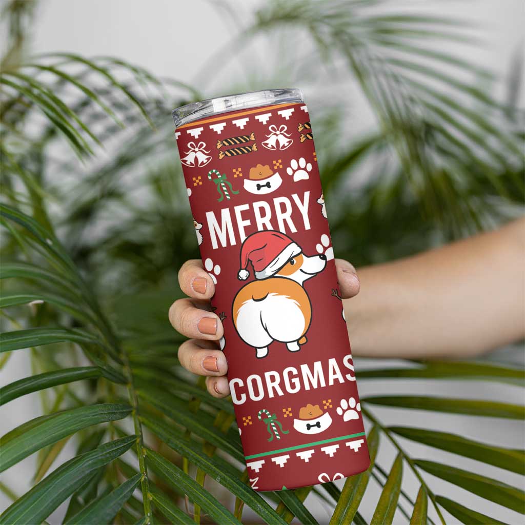 Funny Corgi Dog Skinny Tumbler Merry CORGMAS Christmas - Wonder Print Shop