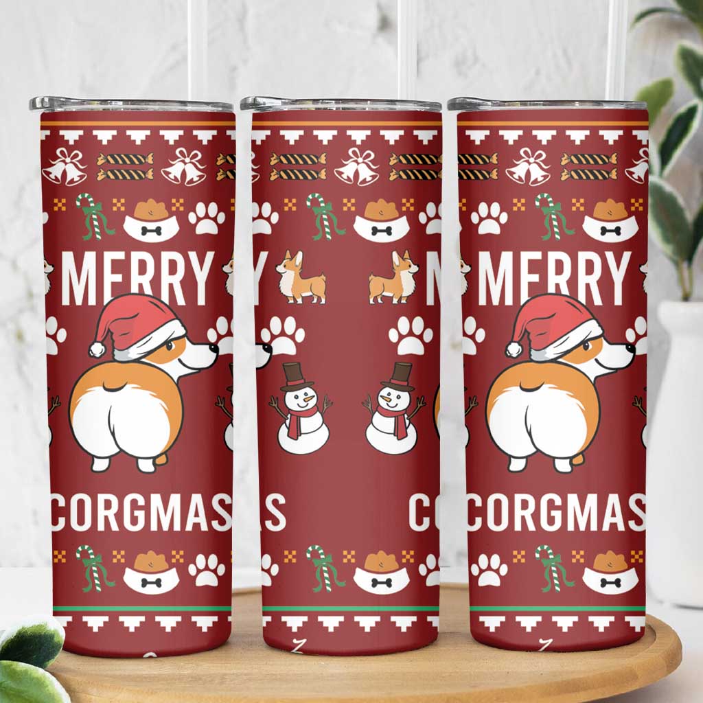 Funny Corgi Dog Skinny Tumbler Merry CORGMAS Christmas - Wonder Print Shop