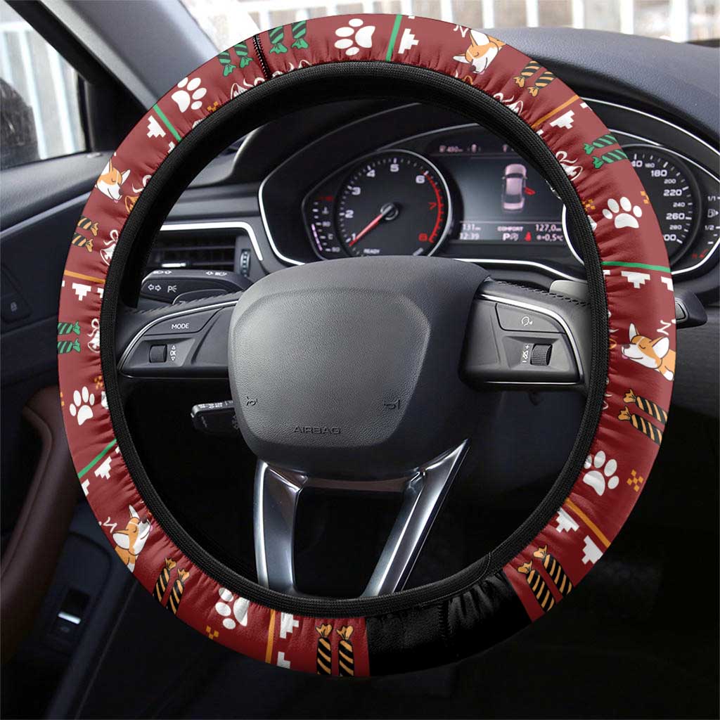 Funny Corgi Dog Steering Wheel Cover Merry CORGMAS Christmas - Wonder Print Shop