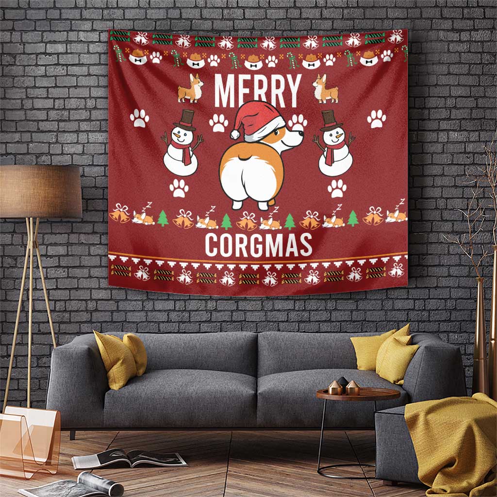 Funny Corgi Dog Tapestry Merry CORGMAS Christmas - Wonder Print Shop