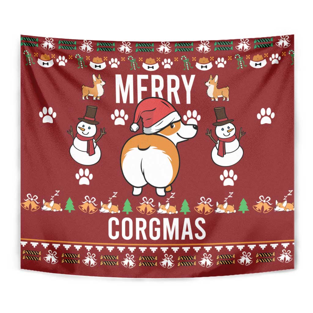 Funny Corgi Dog Tapestry Merry CORGMAS Christmas - Wonder Print Shop
