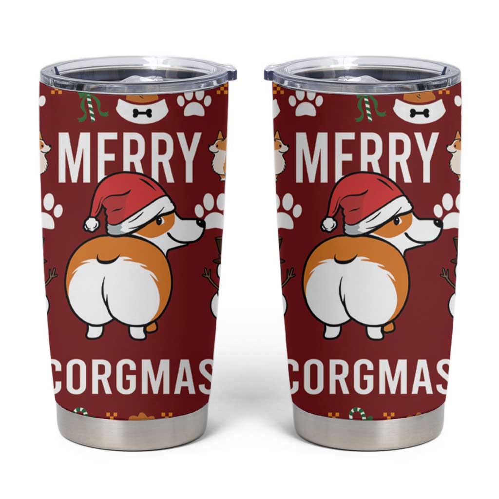 Funny Corgi Dog Tumbler Cup Merry CORGMAS Christmas - Wonder Print Shop