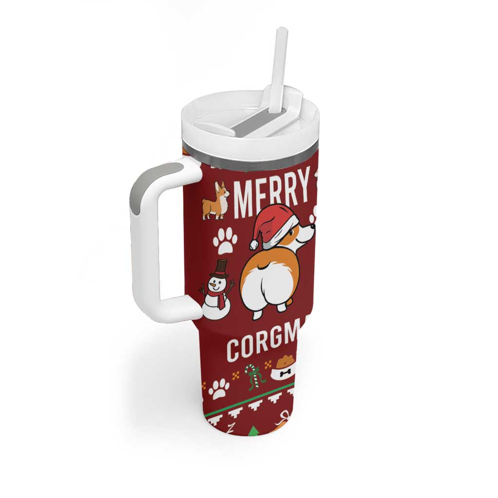 Funny Corgi Dog Tumbler With Handle Merry CORGMAS Christmas - Wonder Print Shop