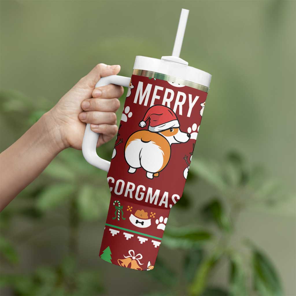 Funny Corgi Dog Tumbler With Handle Merry CORGMAS Christmas - Wonder Print Shop