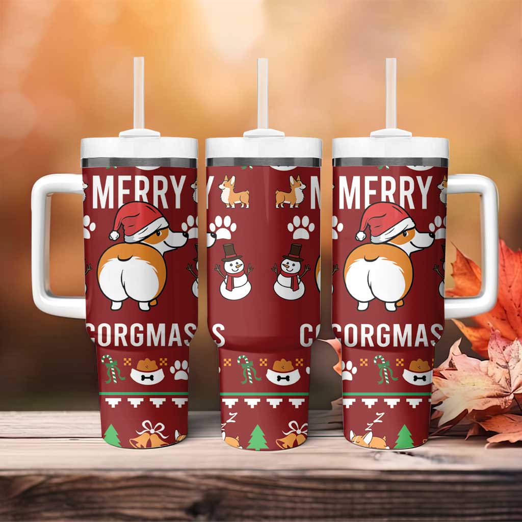 Funny Corgi Dog Tumbler With Handle Merry CORGMAS Christmas - Wonder Print Shop