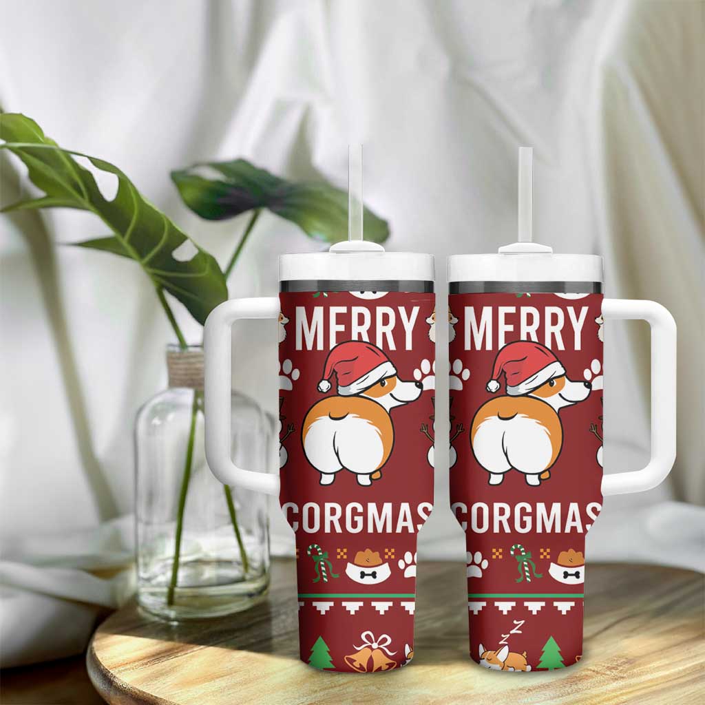 Funny Corgi Dog Tumbler With Handle Merry CORGMAS Christmas - Wonder Print Shop