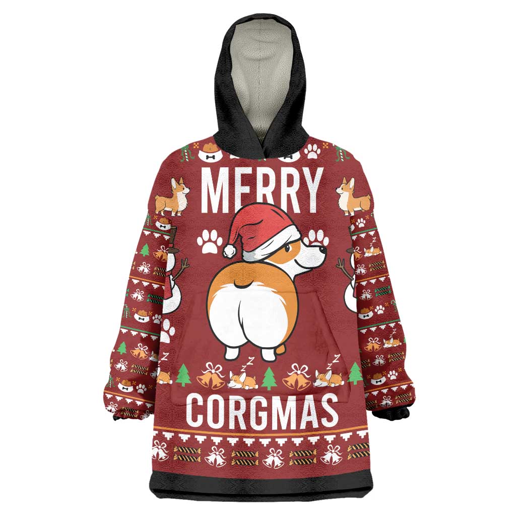 Funny Corgi Dog Wearable Blanket Hoodie Merry CORGMAS Christmas - Wonder Print Shop