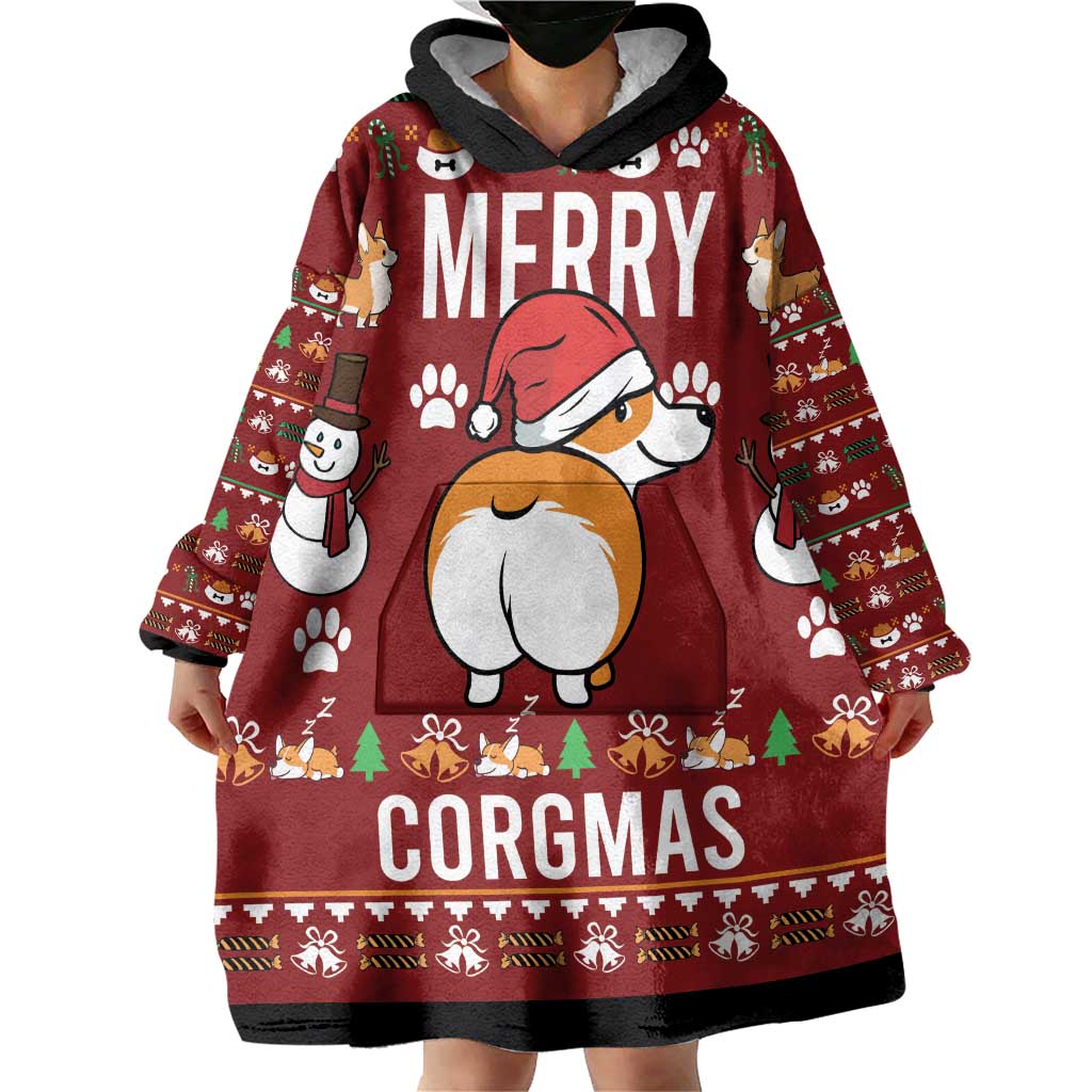Funny Corgi Dog Wearable Blanket Hoodie Merry CORGMAS Christmas - Wonder Print Shop