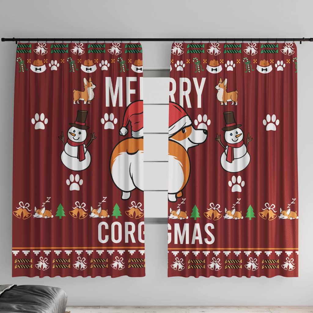 Funny Corgi Dog Window Curtain Merry CORGMAS Christmas - Wonder Print Shop