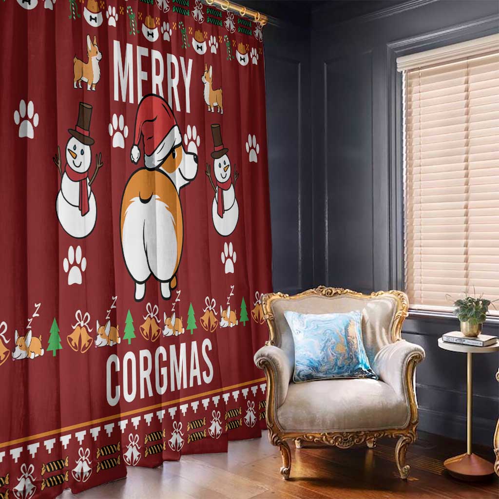 Funny Corgi Dog Window Curtain Merry CORGMAS Christmas - Wonder Print Shop