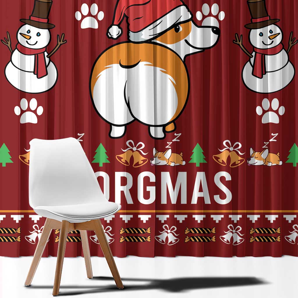 Funny Corgi Dog Window Curtain Merry CORGMAS Christmas - Wonder Print Shop