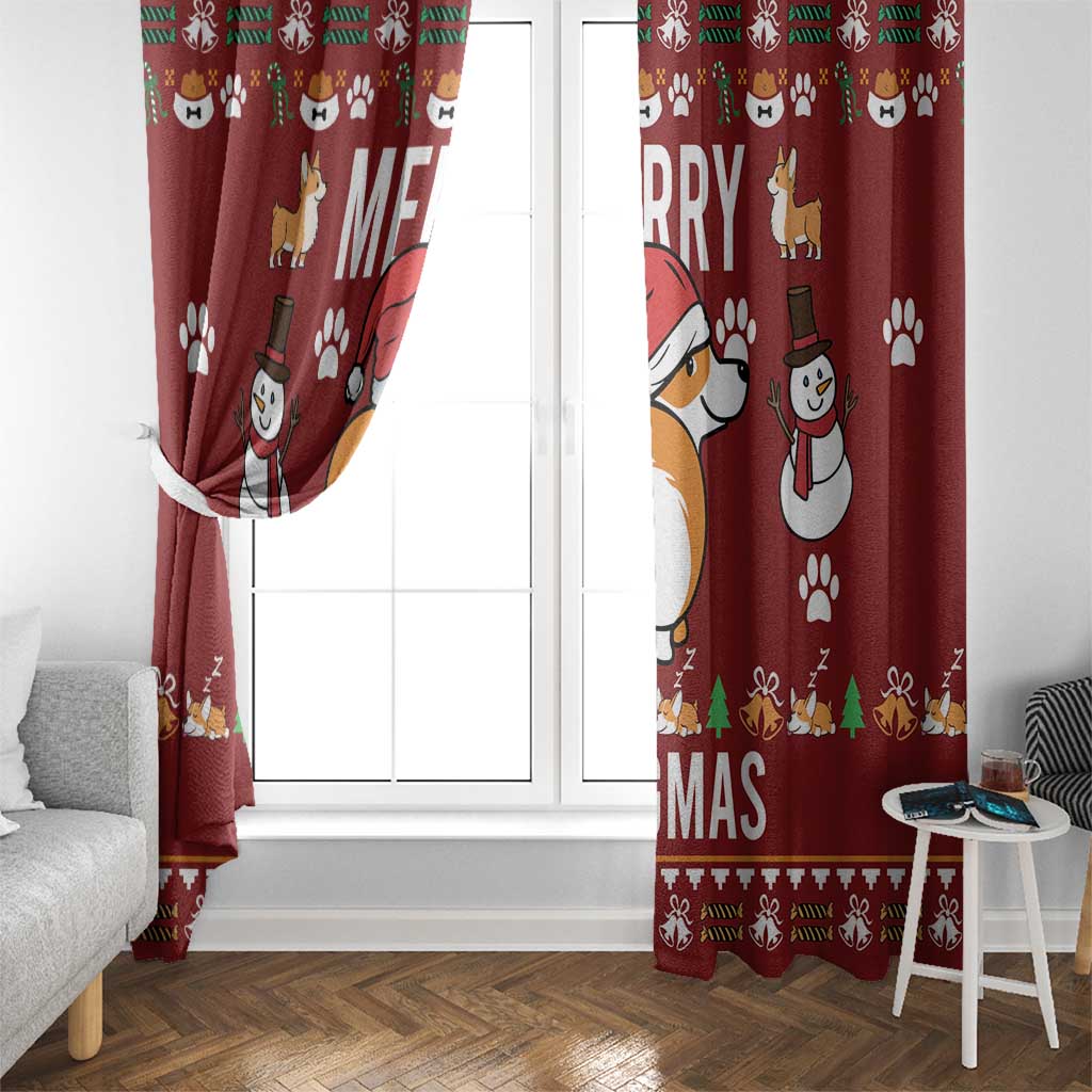 Funny Corgi Dog Window Curtain Merry CORGMAS Christmas - Wonder Print Shop