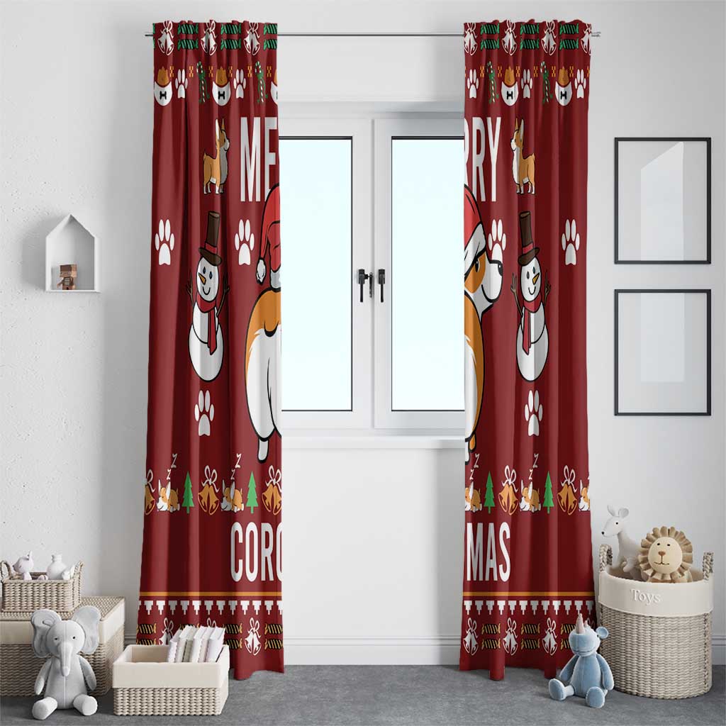 Funny Corgi Dog Window Curtain Merry CORGMAS Christmas - Wonder Print Shop