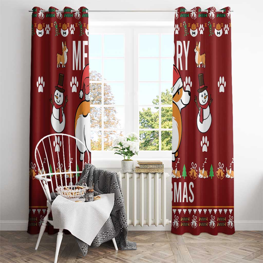 Funny Corgi Dog Window Curtain Merry CORGMAS Christmas - Wonder Print Shop