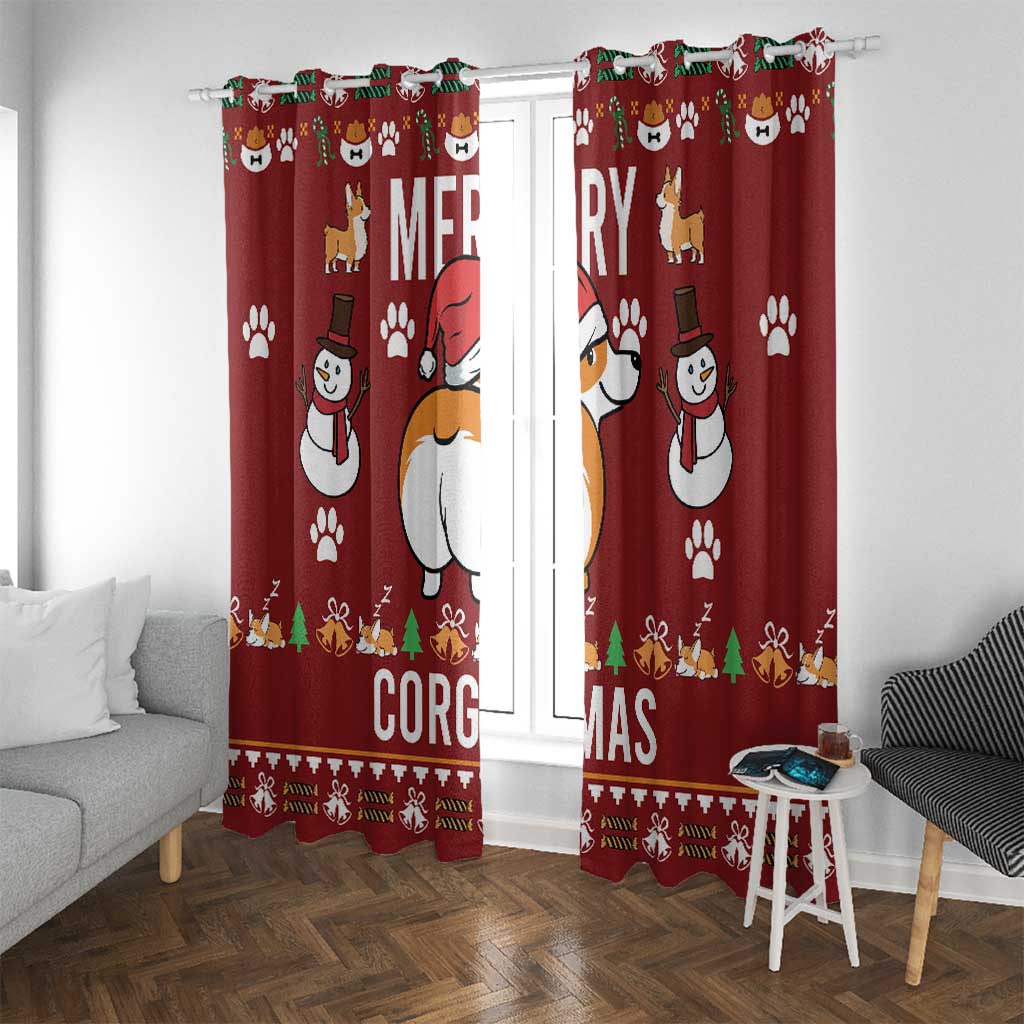 Funny Corgi Dog Window Curtain Merry CORGMAS Christmas - Wonder Print Shop