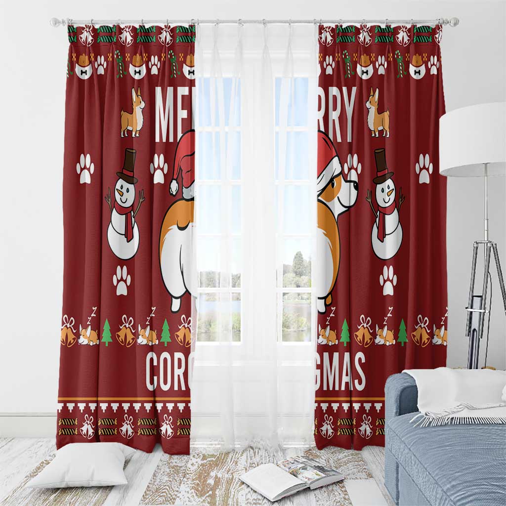 Funny Corgi Dog Window Curtain Merry CORGMAS Christmas - Wonder Print Shop