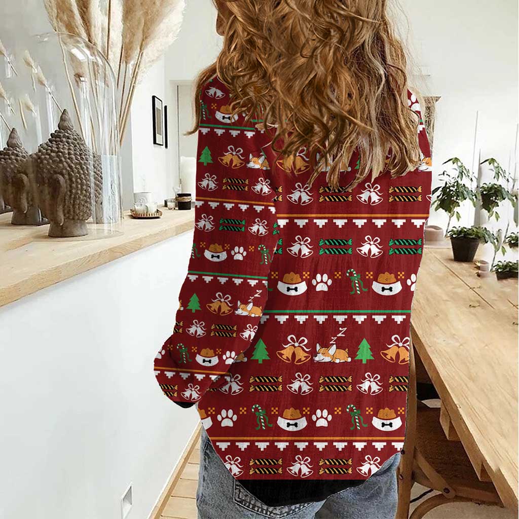 Funny Corgi Dog Women Casual Shirt Merry CORGMAS Christmas - Wonder Print Shop