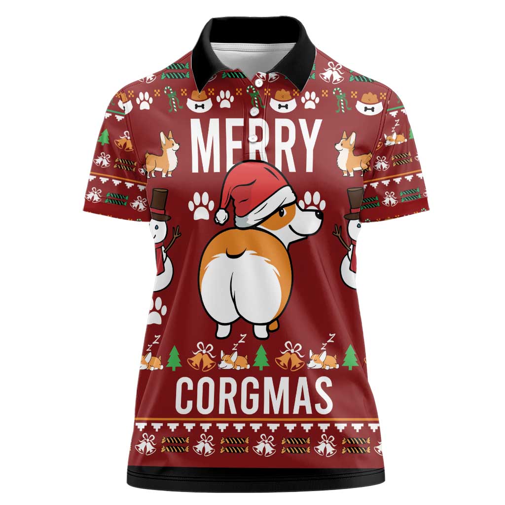 Funny Corgi Dog Women Polo Shirt Merry CORGMAS Christmas - Wonder Print Shop