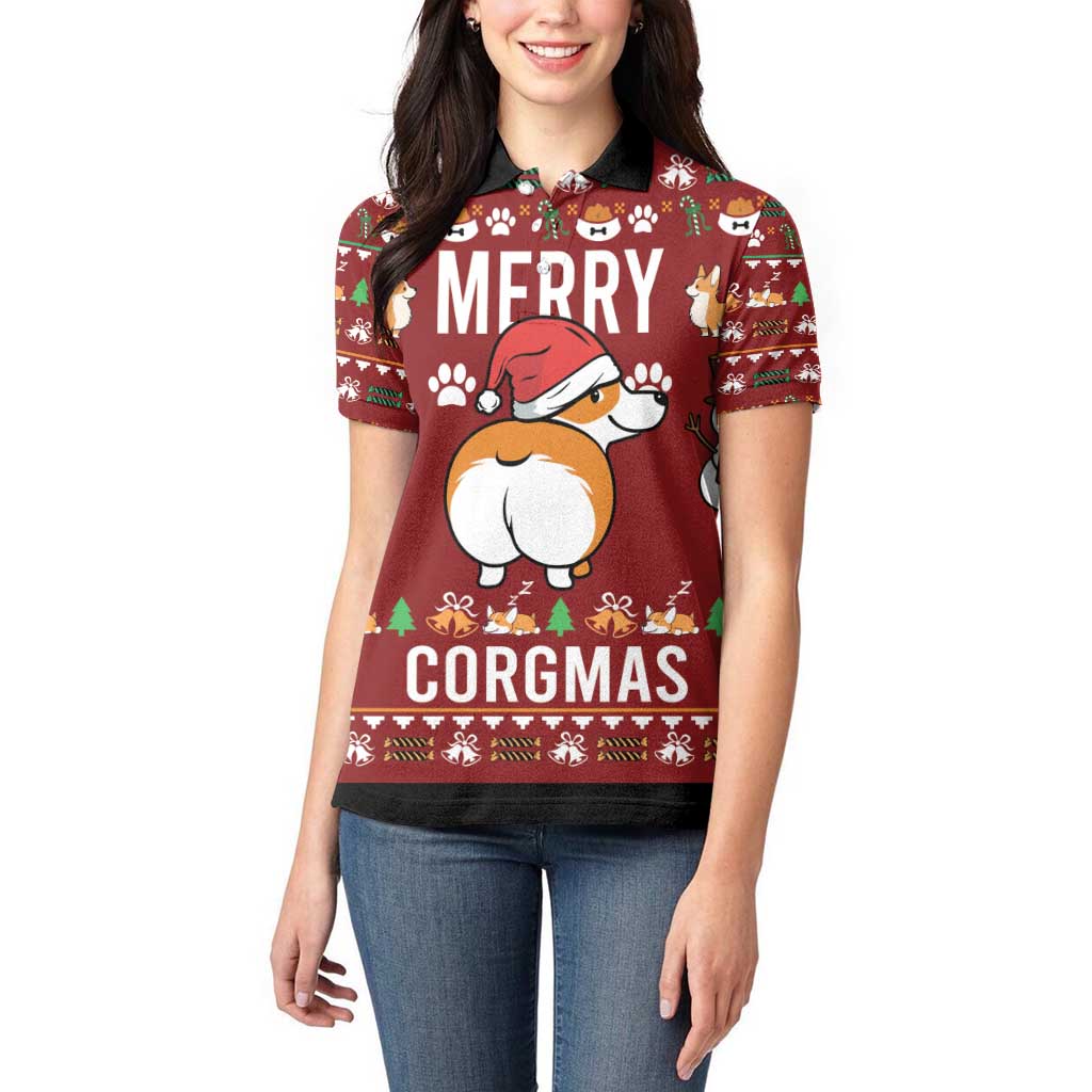 Funny Corgi Dog Women Polo Shirt Merry CORGMAS Christmas - Wonder Print Shop