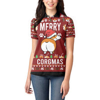 Funny Corgi Dog Women Polo Shirt Merry CORGMAS Christmas - Wonder Print Shop
