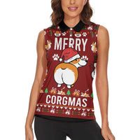 Funny Corgi Dog Women Sleeveless Polo Shirt Merry CORGMAS Christmas - Wonder Print Shop