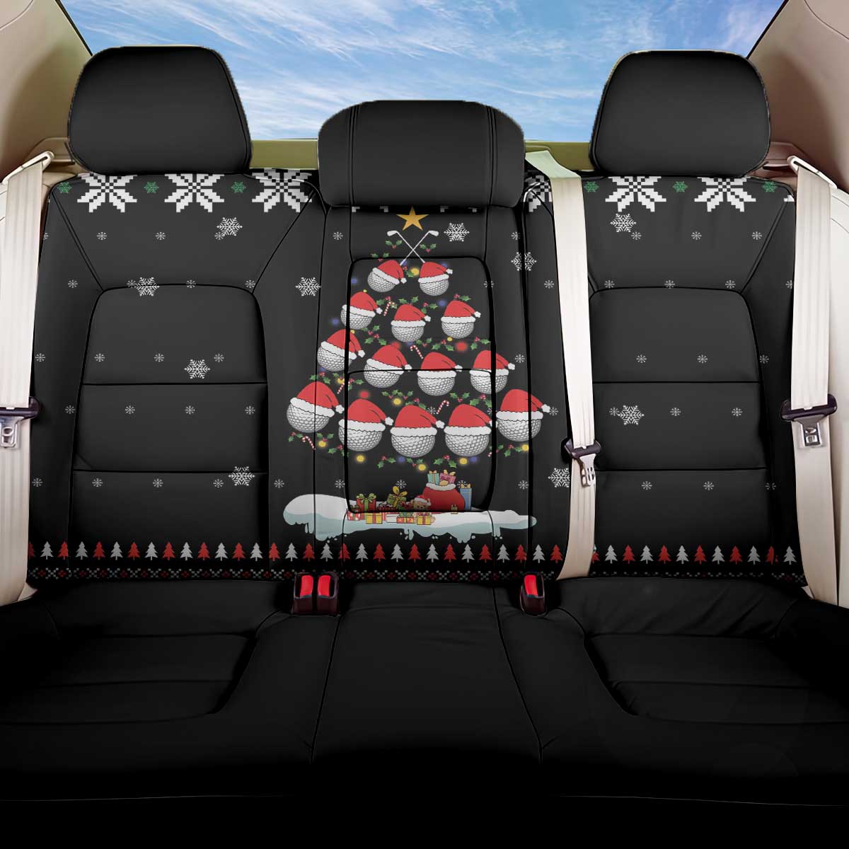 Golf Christmas Tree Snow Back Car Seat Cover - Wonder Print Shop
