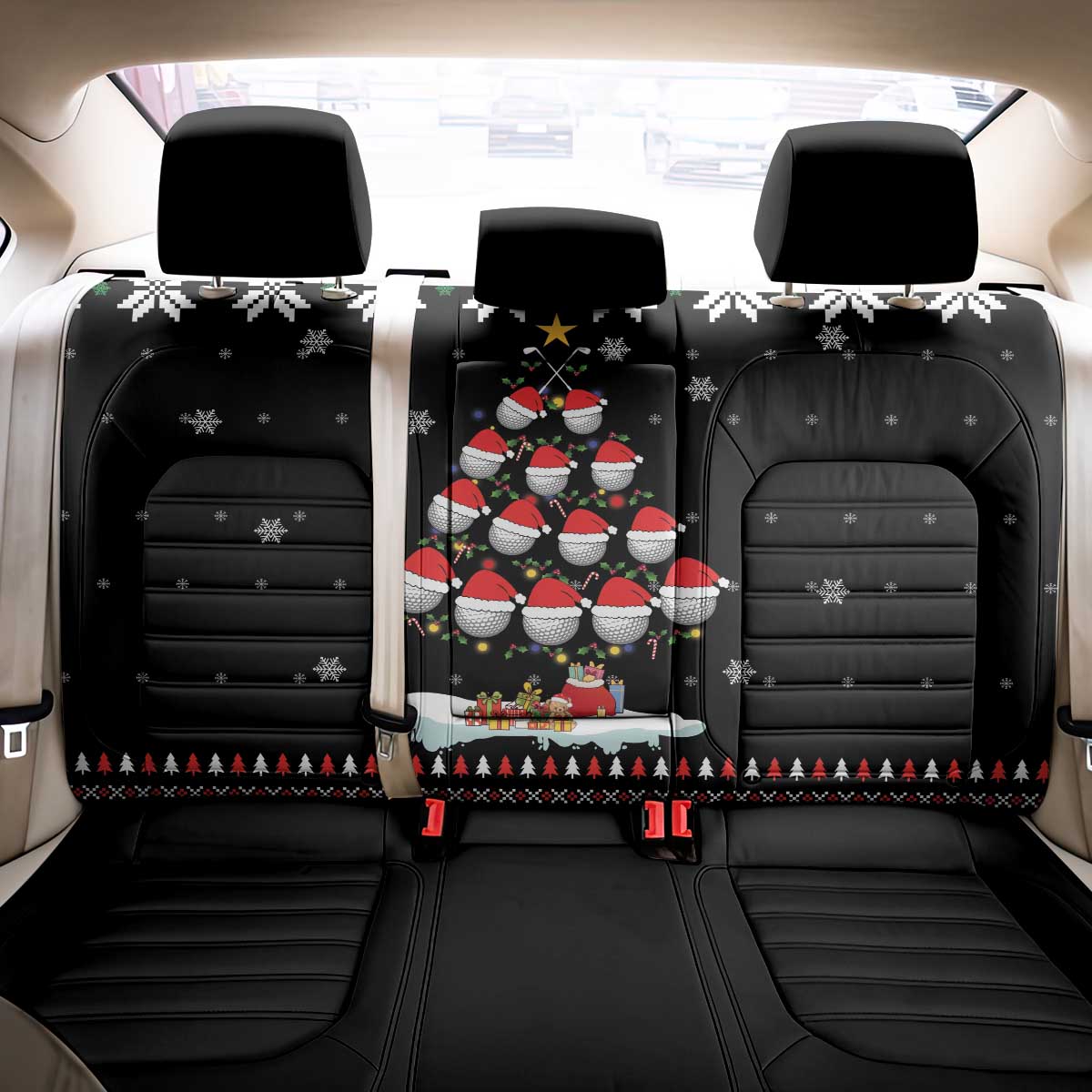 Golf Christmas Tree Snow Back Car Seat Cover - Wonder Print Shop
