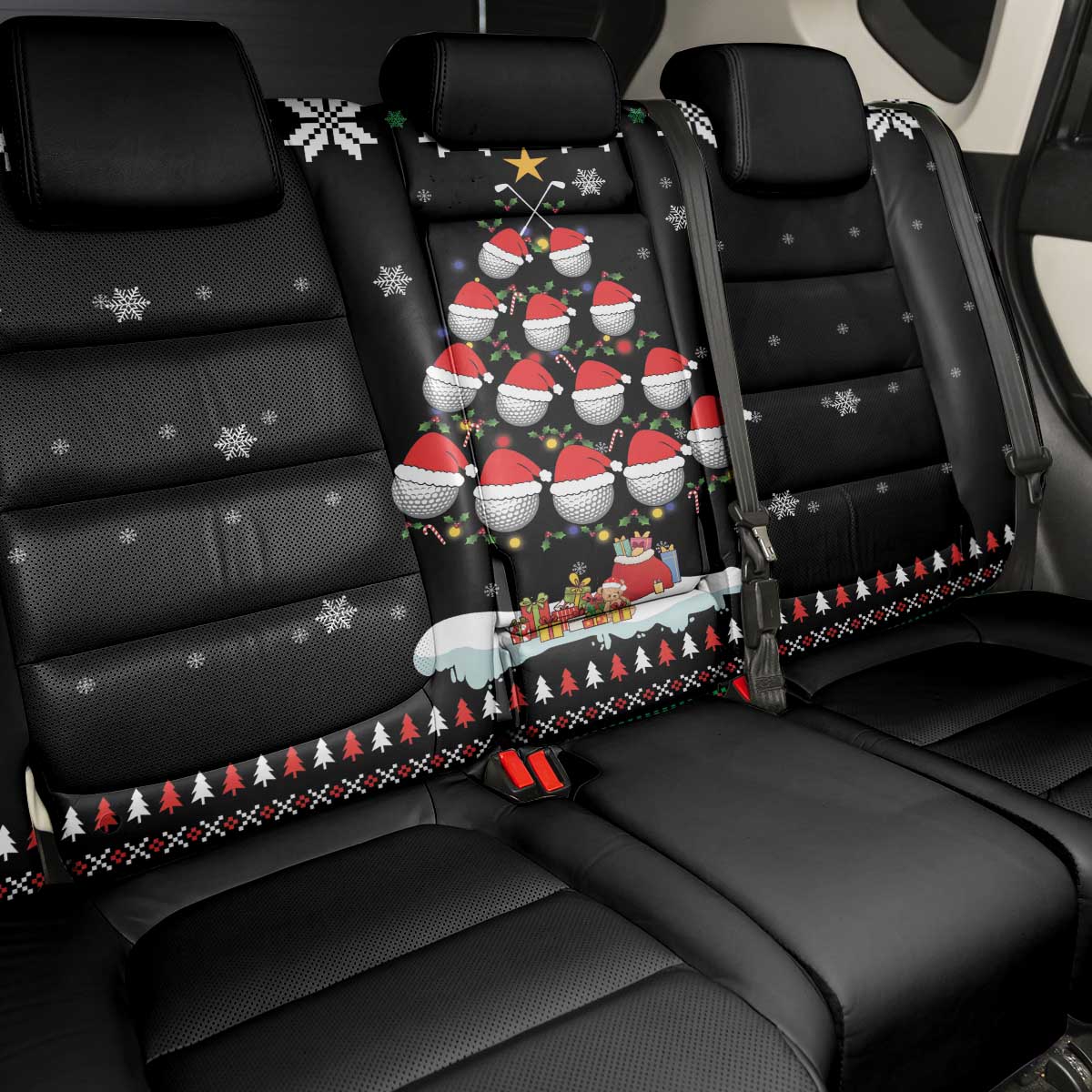 Golf Christmas Tree Snow Back Car Seat Cover - Wonder Print Shop