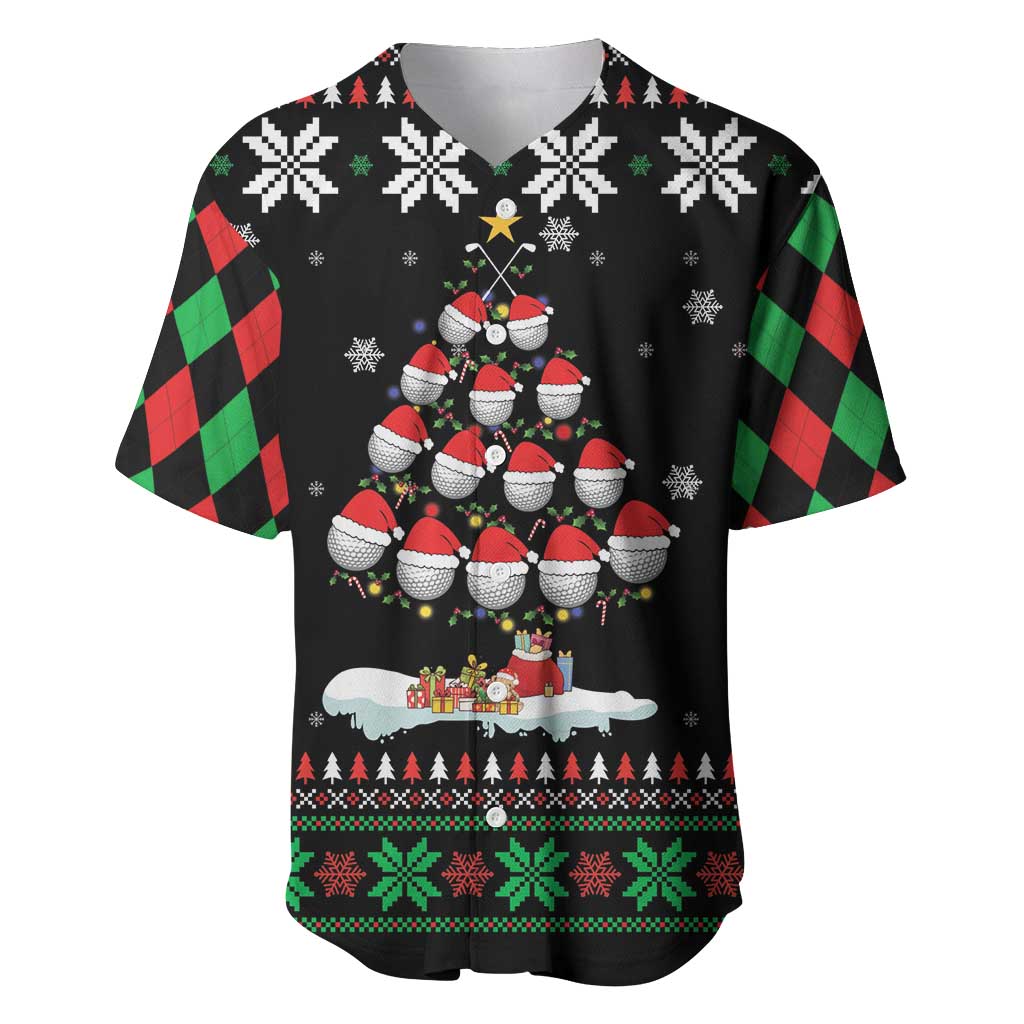 Golf Christmas Tree Snow Baseball Jersey - Wonder Print Shop