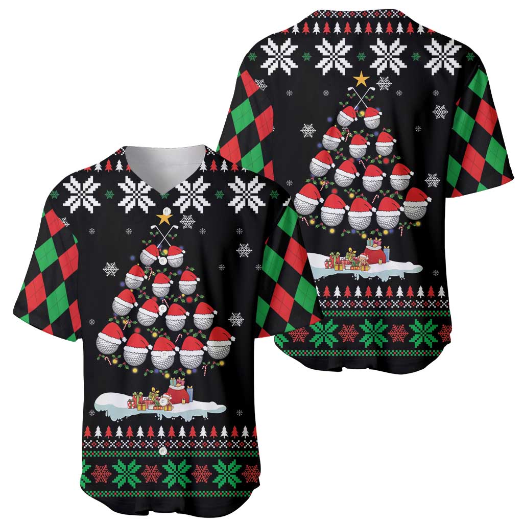 Golf Christmas Tree Snow Baseball Jersey - Wonder Print Shop