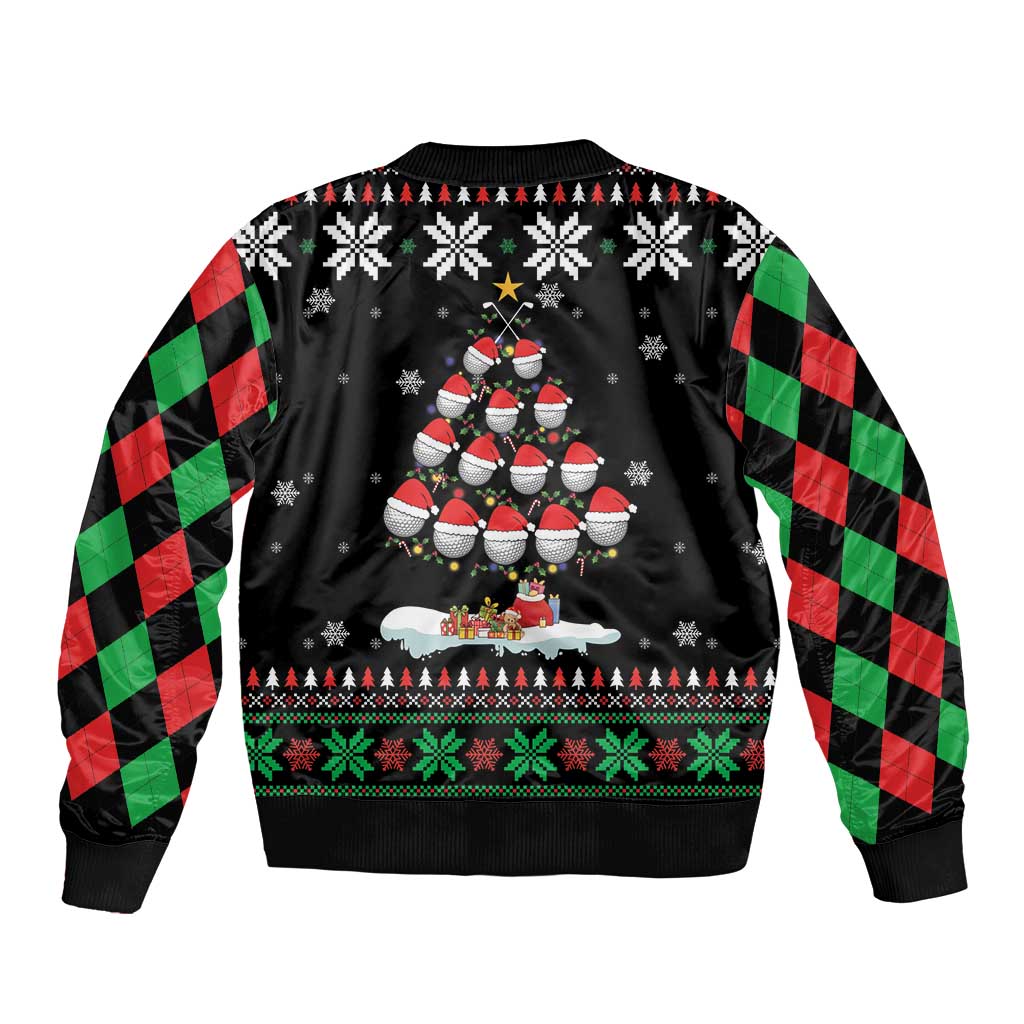 Golf Christmas Tree Snow Bomber Jacket - Wonder Print Shop