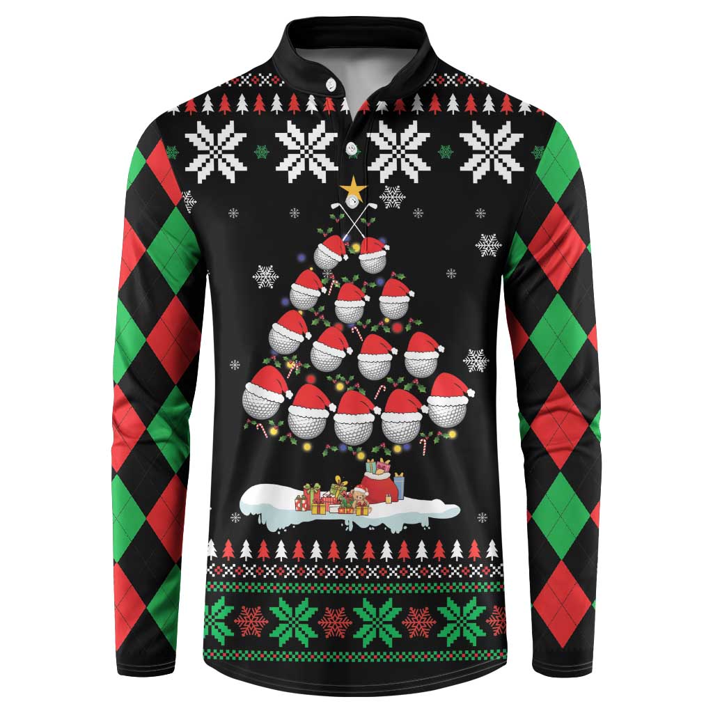 Golf Christmas Tree Snow Button Sweatshirt - Wonder Print Shop