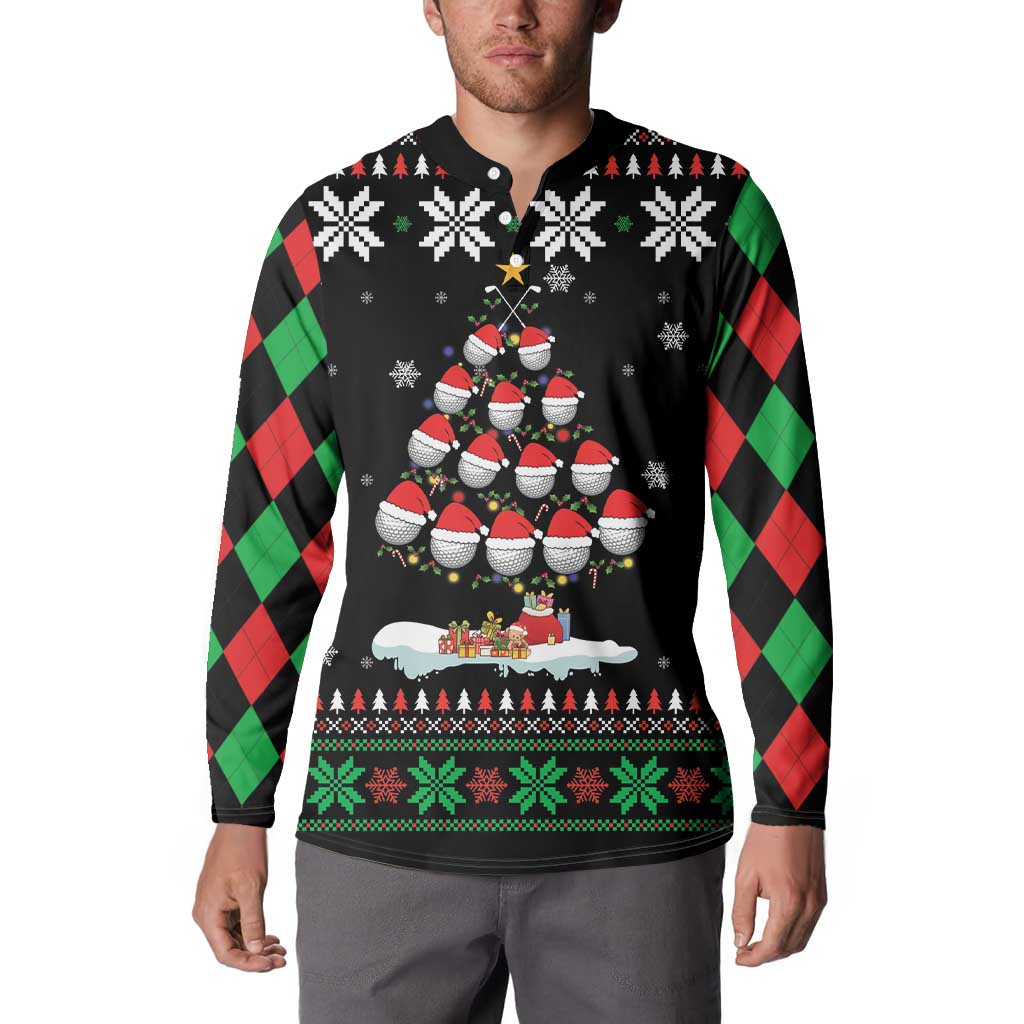 Golf Christmas Tree Snow Button Sweatshirt - Wonder Print Shop