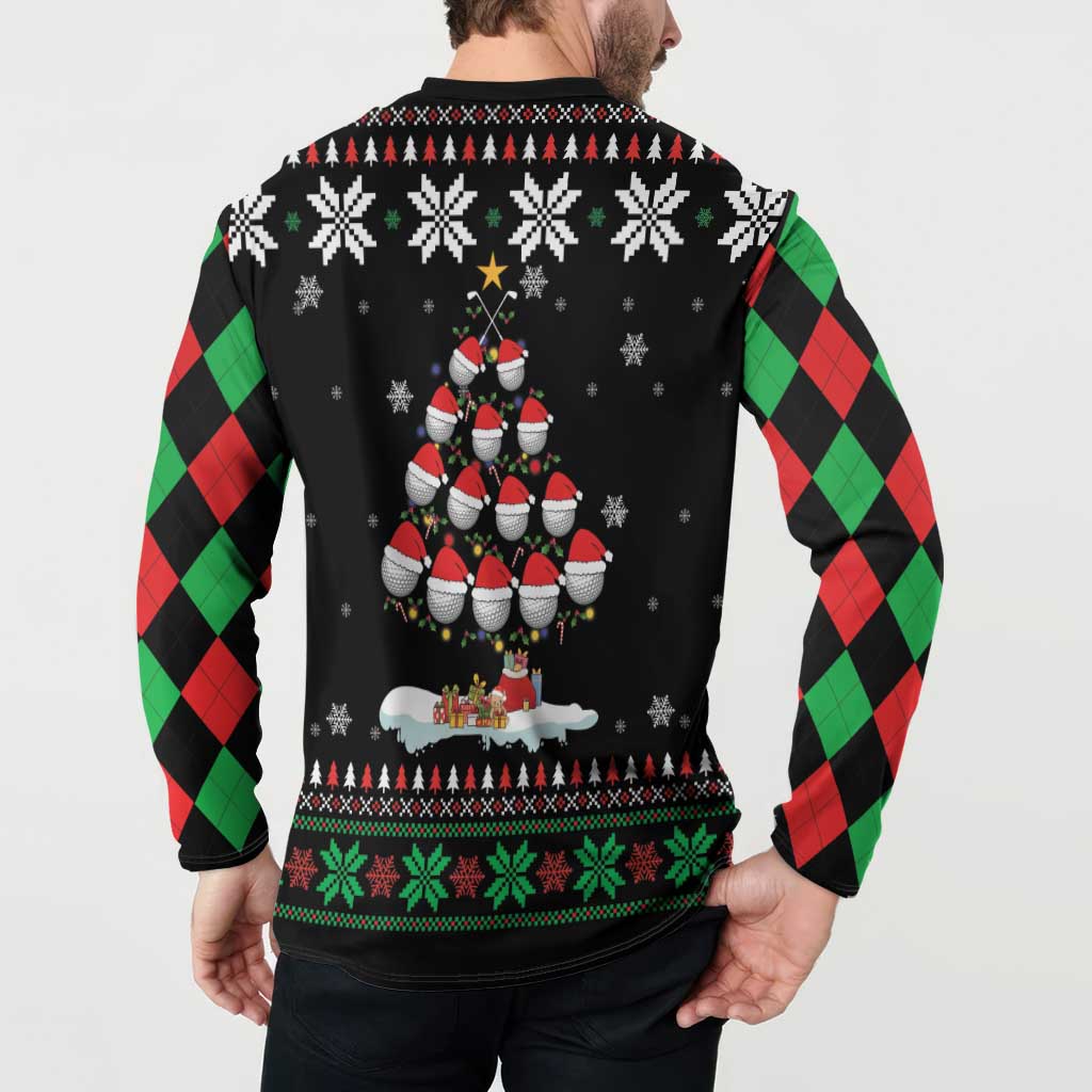 Golf Christmas Tree Snow Button Sweatshirt - Wonder Print Shop