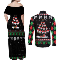 Golf Christmas Tree Snow Couples Matching Off Shoulder Maxi Dress and Long Sleeve Button Shirt - Wonder Print Shop