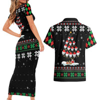Golf Christmas Tree Snow Couples Matching Short Sleeve Bodycon Dress and Hawaiian Shirt - Wonder Print Shop