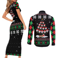 Golf Christmas Tree Snow Couples Matching Short Sleeve Bodycon Dress and Long Sleeve Button Shirt - Wonder Print Shop