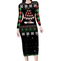 Golf Christmas Tree Snow Family Matching Long Sleeve Bodycon Dress and Hawaiian Shirt - Wonder Print Shop