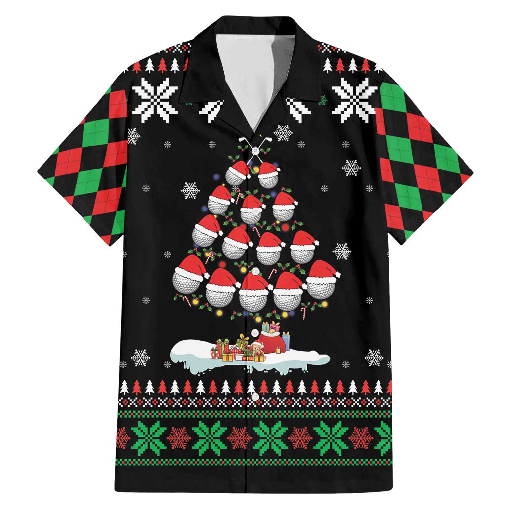 Golf Christmas Tree Snow Family Matching Mermaid Dress and Hawaiian Shirt - Wonder Print Shop