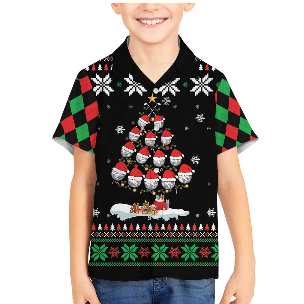 Golf Christmas Tree Snow Family Matching Mermaid Dress and Hawaiian Shirt - Wonder Print Shop
